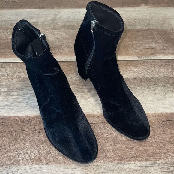 Marc Fisher Womens Lizzy Stretch Textile Velvet Block Heeled Boots Black Size 10 - Picture 2 of 11